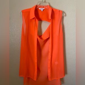 Sheer Candies sleeveless button up.